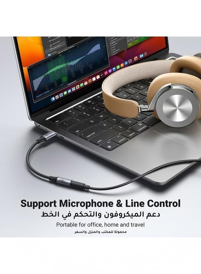 USB-C to 3.5mm Adapter Full Compatibility DAC Audio Adapter USB C to Aux Headphone Jack Adapter Dongle Audio Cable Braided Compatible with iPad Pro 2020/2018, Samsung S21+ Space Gray - Image 4